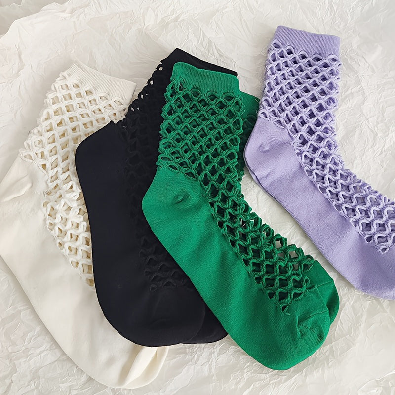 Einfarbige Durchbrochene Socken