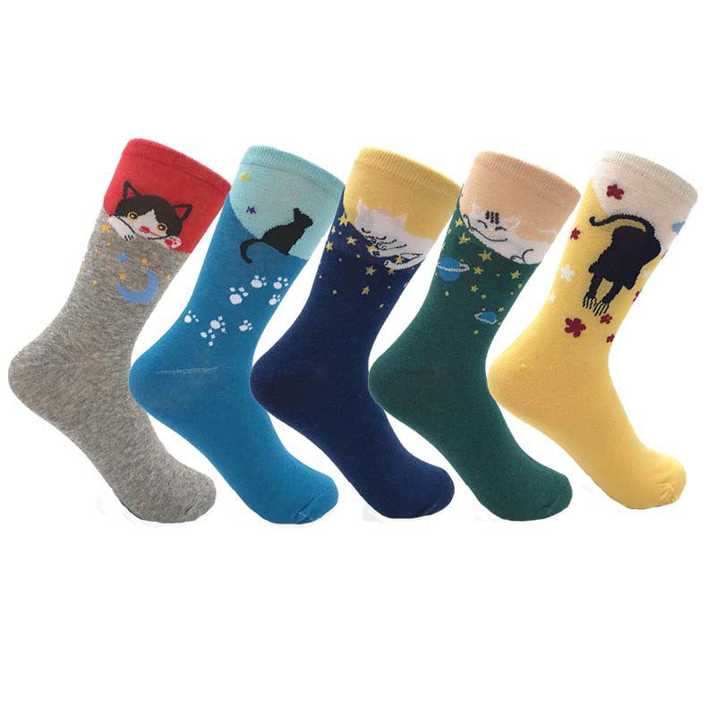 Socken Mit Cartoon-Katzen-Muster