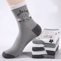 Packung Mit 5 Paar Socken Mit Katzenmuster