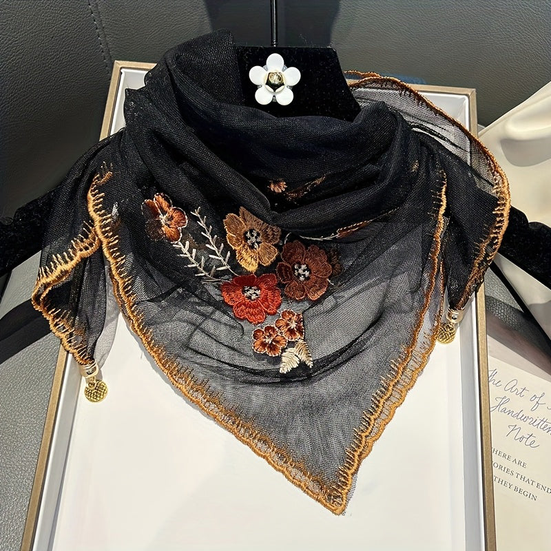 Vintage-Schal Mit Blumenstickerei