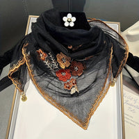 Vintage-Schal Mit Blumenstickerei