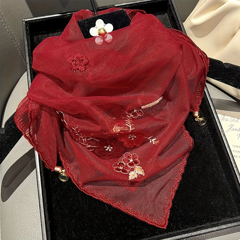 Vintage-Schal Mit Blumenstickerei