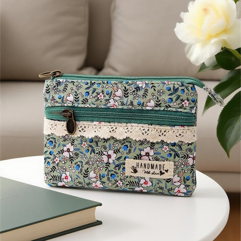 Vintage Geldbörse Mit Blumendruck
