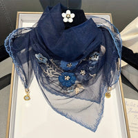 Vintage-Schal Mit Blumenstickerei