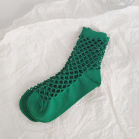 Einfarbige Durchbrochene Socken