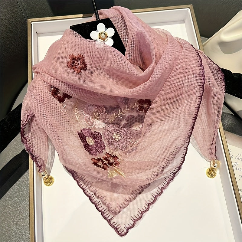 Vintage-Schal Mit Blumenstickerei