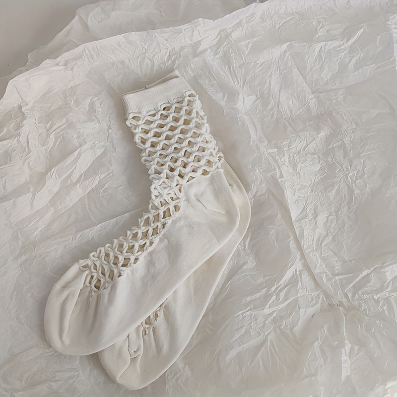Einfarbige Durchbrochene Socken