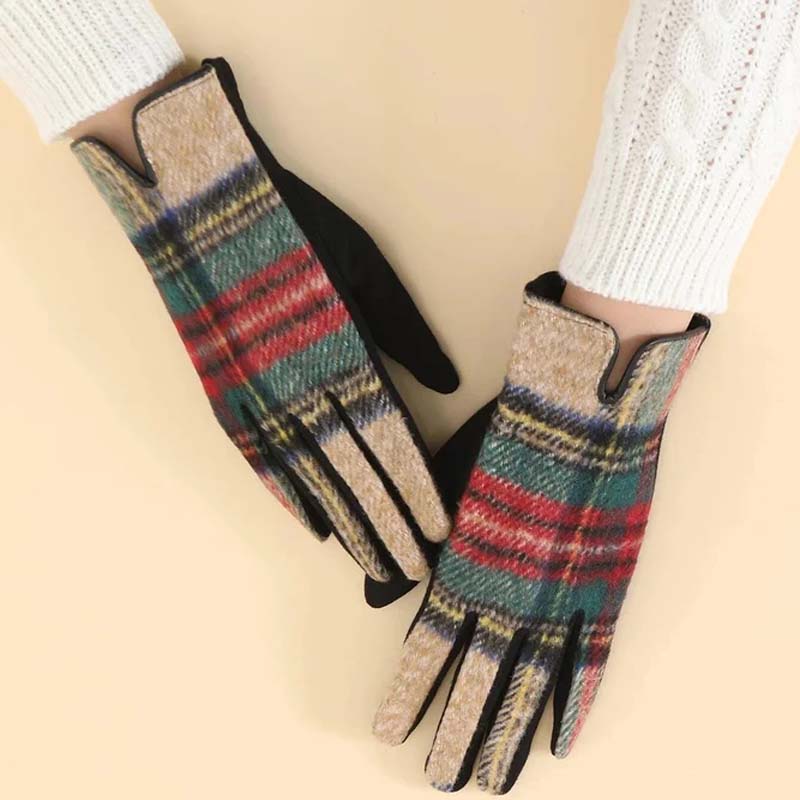 Vintage Karierte Warme Handschuhe