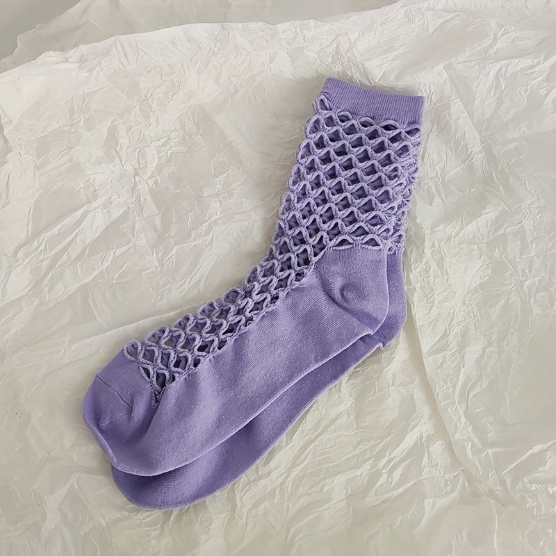 Einfarbige Durchbrochene Socken