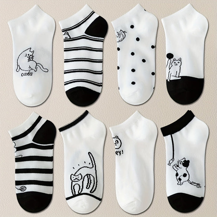 Set Mit 4 Paar Socken Mit Katzenmotiv