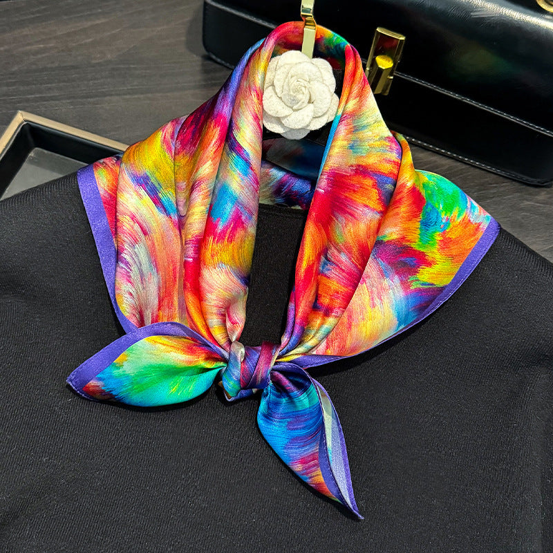 【100% Seide】Eleganter Und Farbenfroher Schal