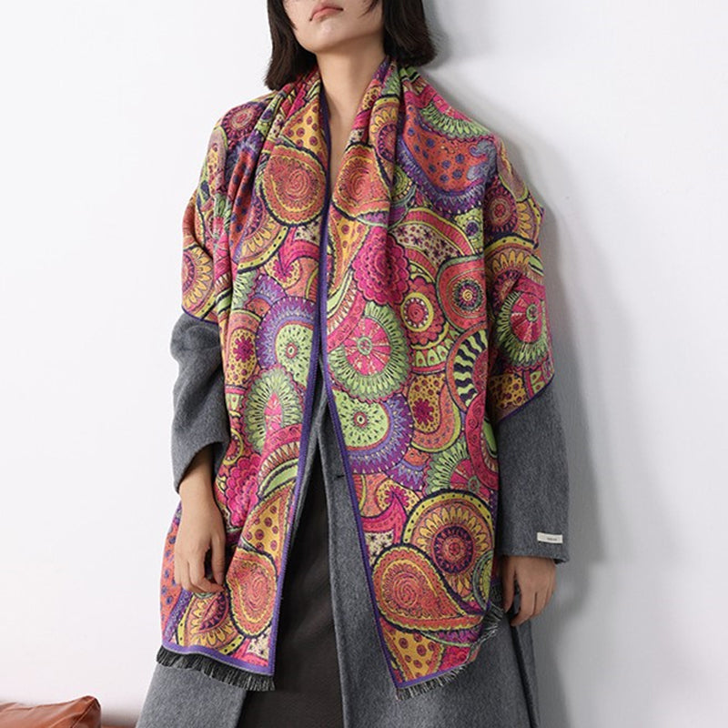 Vintage-Schal Mit Abstraktem Druck