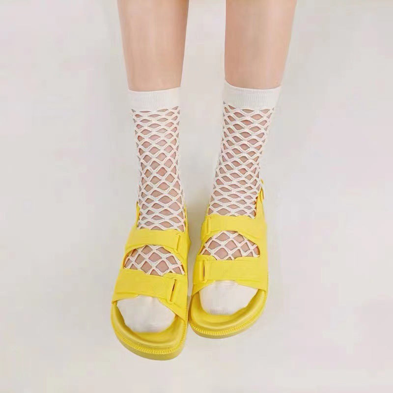 Einfarbige Durchbrochene Socken