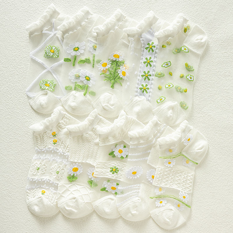 Atmungsaktive Socken Mit Blumenmuster