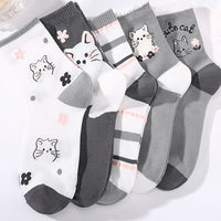 Packung Mit 5 Paar Socken Mit Katzenmuster