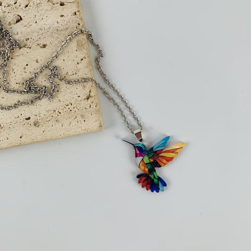 Vintage-Halskette Mit Buntem Vogel