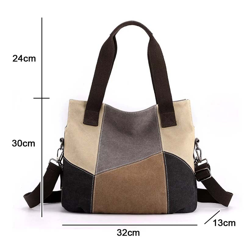 Vintage Kontrastierende Canvas-Tasche