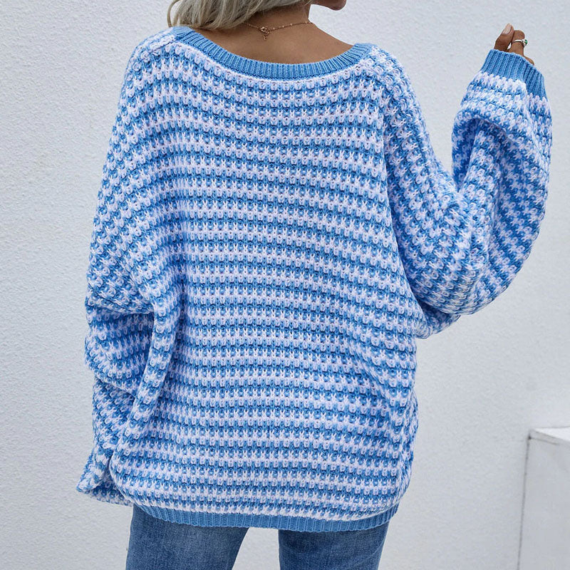 Lässiger Gestreifter Strickpullover