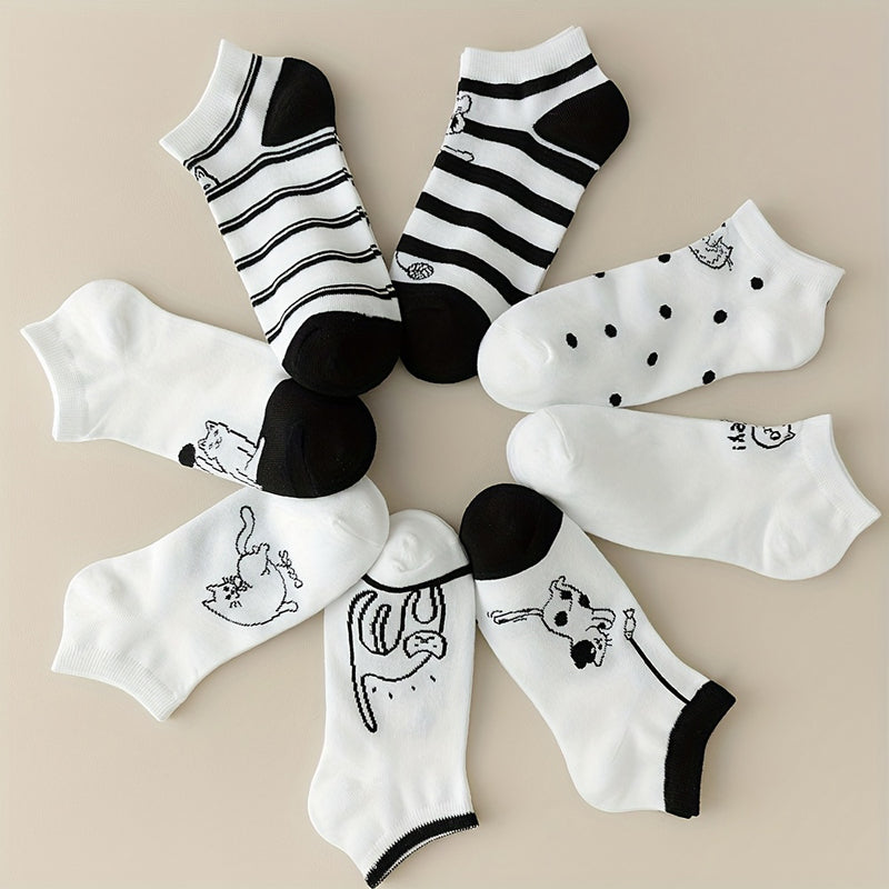 Set Mit 4 Paar Socken Mit Katzenmotiv