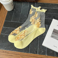 Atmungsaktive Socken Mit Blumenstickerei