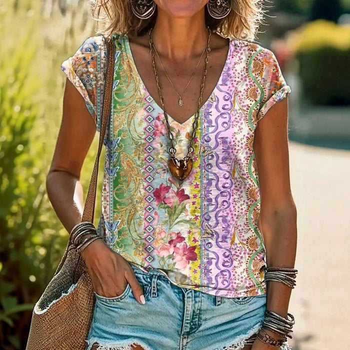 Vintage T-Shirt Mit Blumendruck