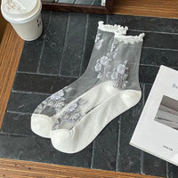 Atmungsaktive Socken Mit Blumenstickerei