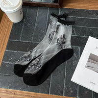 Atmungsaktive Socken Mit Blumenstickerei