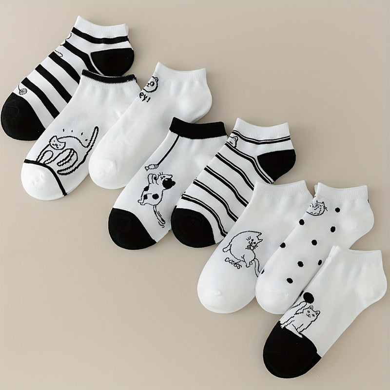 Set Mit 4 Paar Socken Mit Katzenmotiv