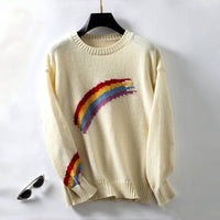 Lässiger Regenbogen-Strickpullover