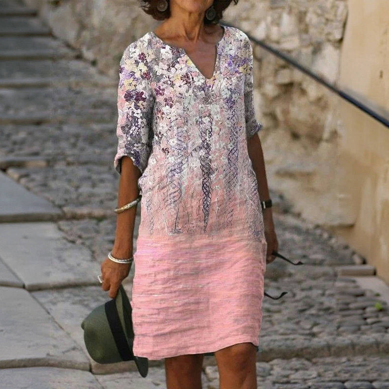 Vintage Kleid Mit Blumendruck
