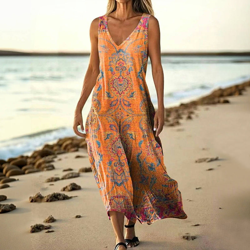 Vintage-Kleid Mit Ethnischem Print