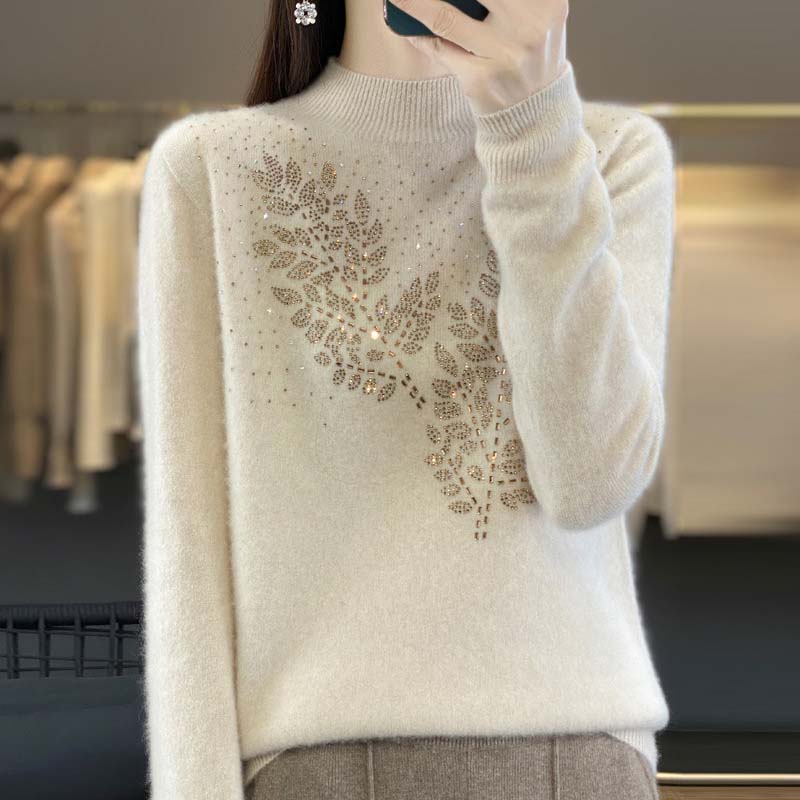 Strickpullover Mit Blättermuster