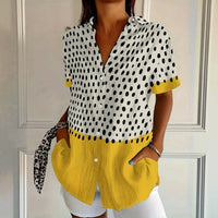 Farbblock Bluse Mit Punkten
