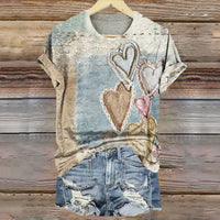 Vintage-T-Shirt Mit Herz-Print