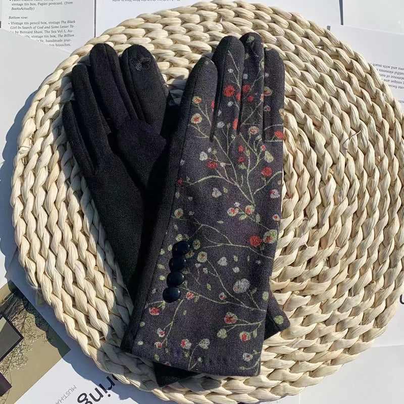 Warme Handschuhe Mit Blumenmuster