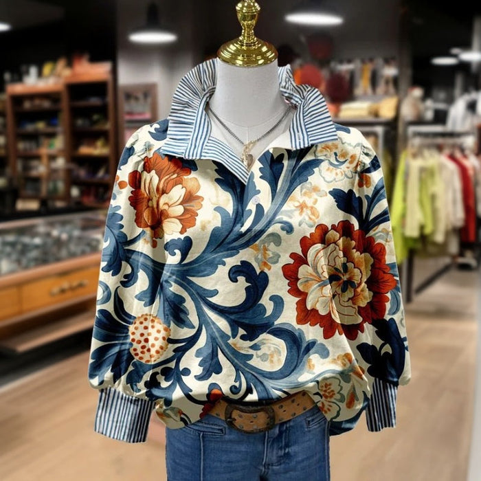 Vintage-Bluse Mit Blumendruck