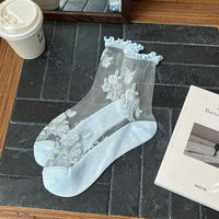 Atmungsaktive Socken Mit Blumenstickerei