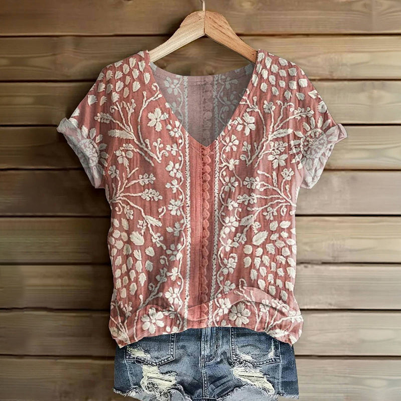 Vintage T-Shirt Mit Blumendruck