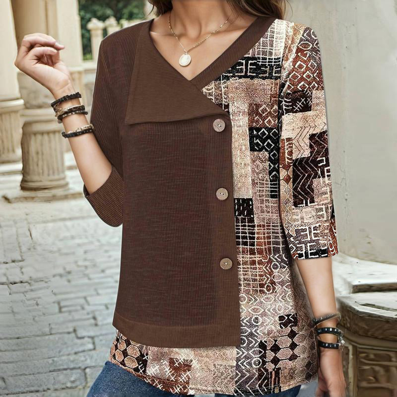 Vintage-Bluse Mit Ethnischem Print