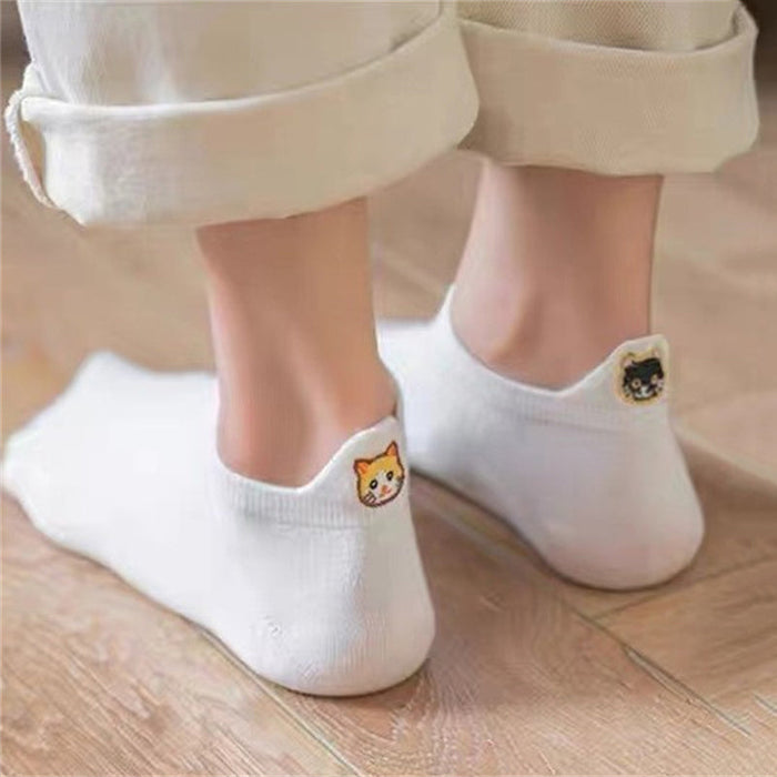Lässige Socken Mit Katzenstickerei
