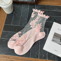Atmungsaktive Socken Mit Blumenstickerei