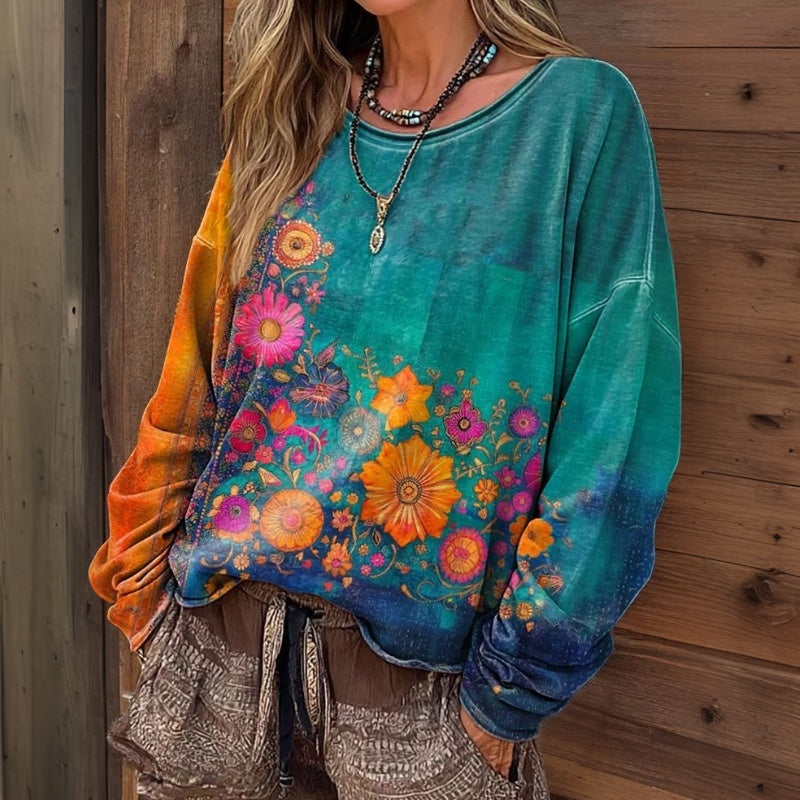 Vintage-T-Shirt Mit Blumendruck