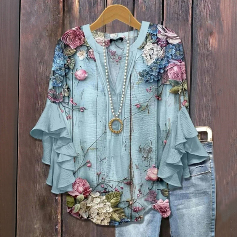 Vintage Bluse Mit Blumendruck