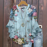 Vintage Bluse Mit Blumendruck