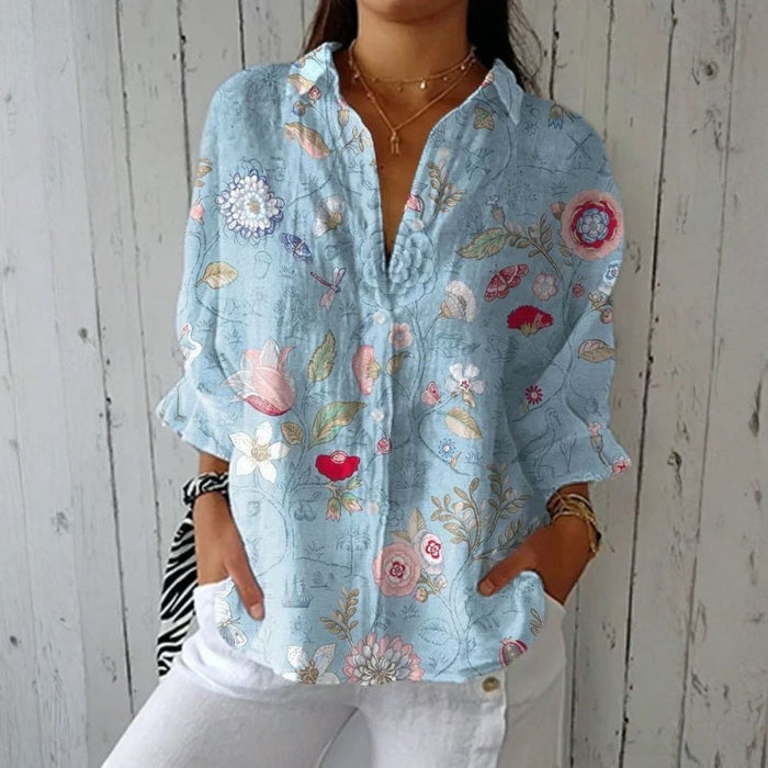 Vintage Bluse Mit Blumendruck