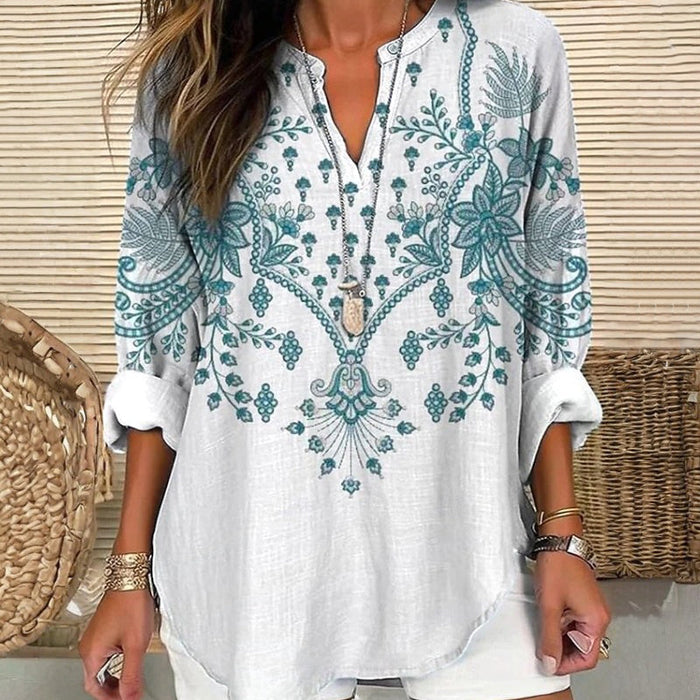 【Lange Ärmel】Vintage-Bluse Mit Blumendruck