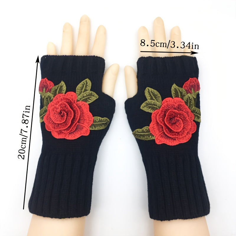 Warme Handschuhe Mit Blumendruck