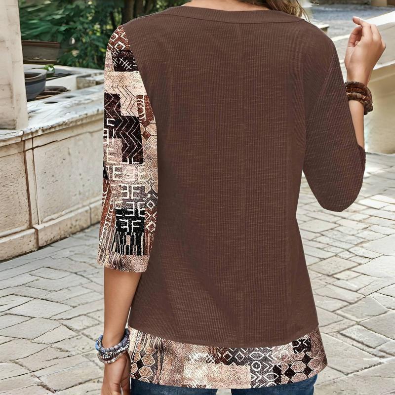 Vintage-Bluse Mit Ethnischem Print