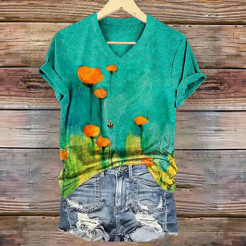Vintage T-Shirt Mit Blumendruck