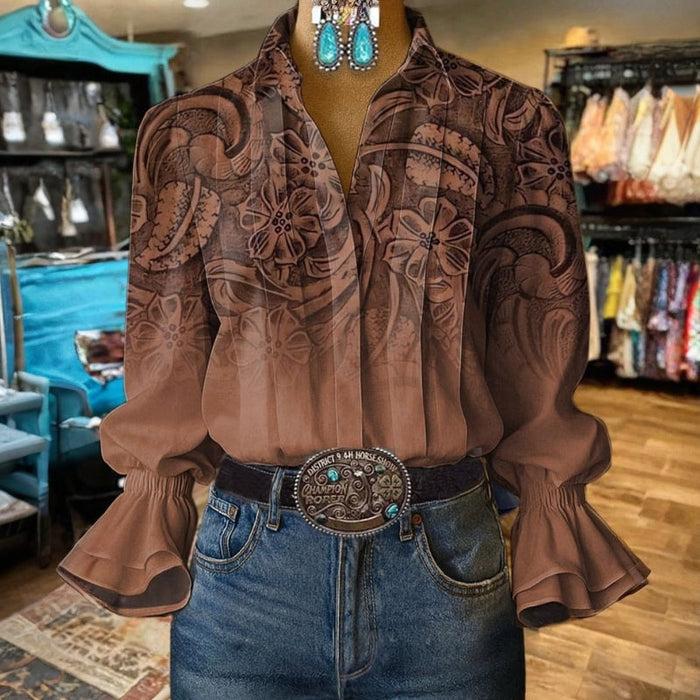 Vintage Bluse Mit Blumendruck